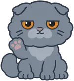 Mino the grey cat raising a paw